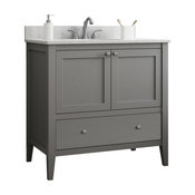 Vanguard Bathroom Vanity With 1 Bottom Drawer, Dove Gray, 36"