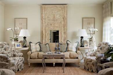 Example of a classic formal living room design in Miami with white walls