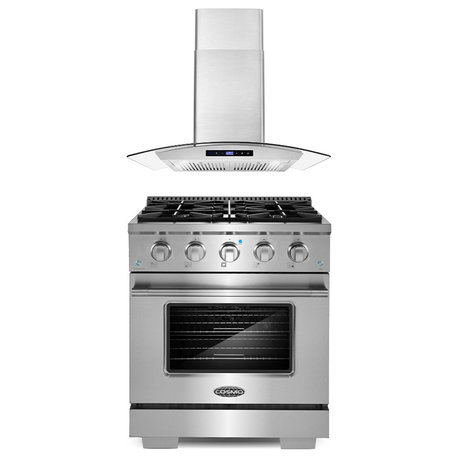 2-Piece Kitchen, 30" Gas Range and 30" Wall Mount Range Hood