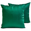 Art Silk 14"x24" Lumbar Pillow Cover Set of 2 Plain, Solid - Dark Green Luxury