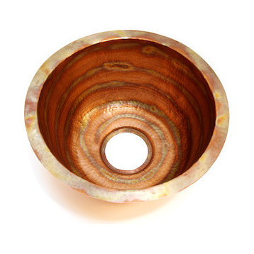 Round Bar Copper Sink Undermount Or Drop In, With Solid Copper Drain