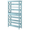 Convenience Concepts Oxford 5 Tier Wood Bookcase with Drawer in Sea Foam
