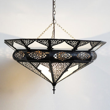 Moroccan Metal Frosted Dish Lantern