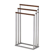 Barcelona Standing Towel Rack, Chrome and Walnut