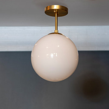 Michael Milk Glass 1-Light Semi Flush Mount Ceiling Light