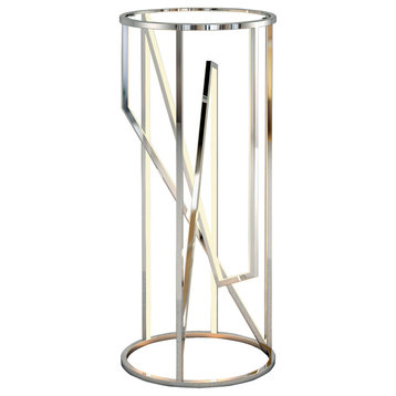 ET2 E71007 Trapezoid 15-3/4"W LED Lighted Glass Accent Table - Polished Chrome