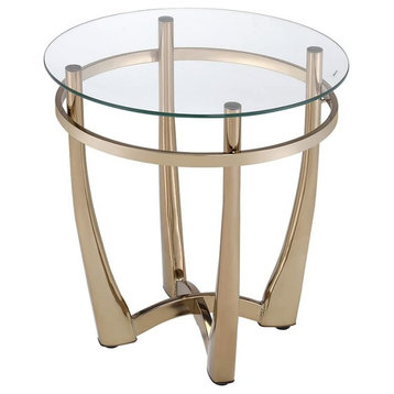 HomeRoots 25" X 23" Champagne And Clear Glass End Table