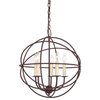 Five Light Globe Chandelier, Rust