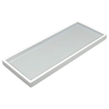 Cool Gray & White Lacquer Bathroom Accessories, Long Vanity Tray