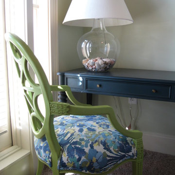 Daniel Island Loft Guest Bedroom has a colorful corner