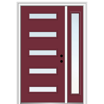 53"x81.75" 5-Lite Clear Left-Hand Inswing Fiberglass Door With Sidelite