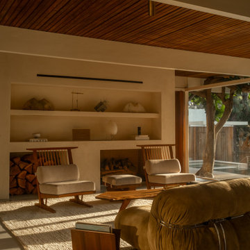 Hollywood Hills Mid-Century Living Room with Warm Natural Light