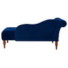 Samuel Velvet Tufted Chaise Lounge, Right-Arm Facing, Navy Blue Velvet