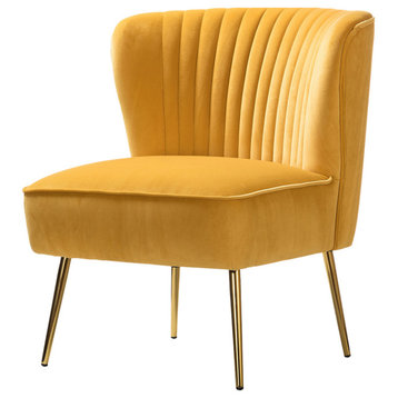 Velvet Accent Dining Chair, Mustard