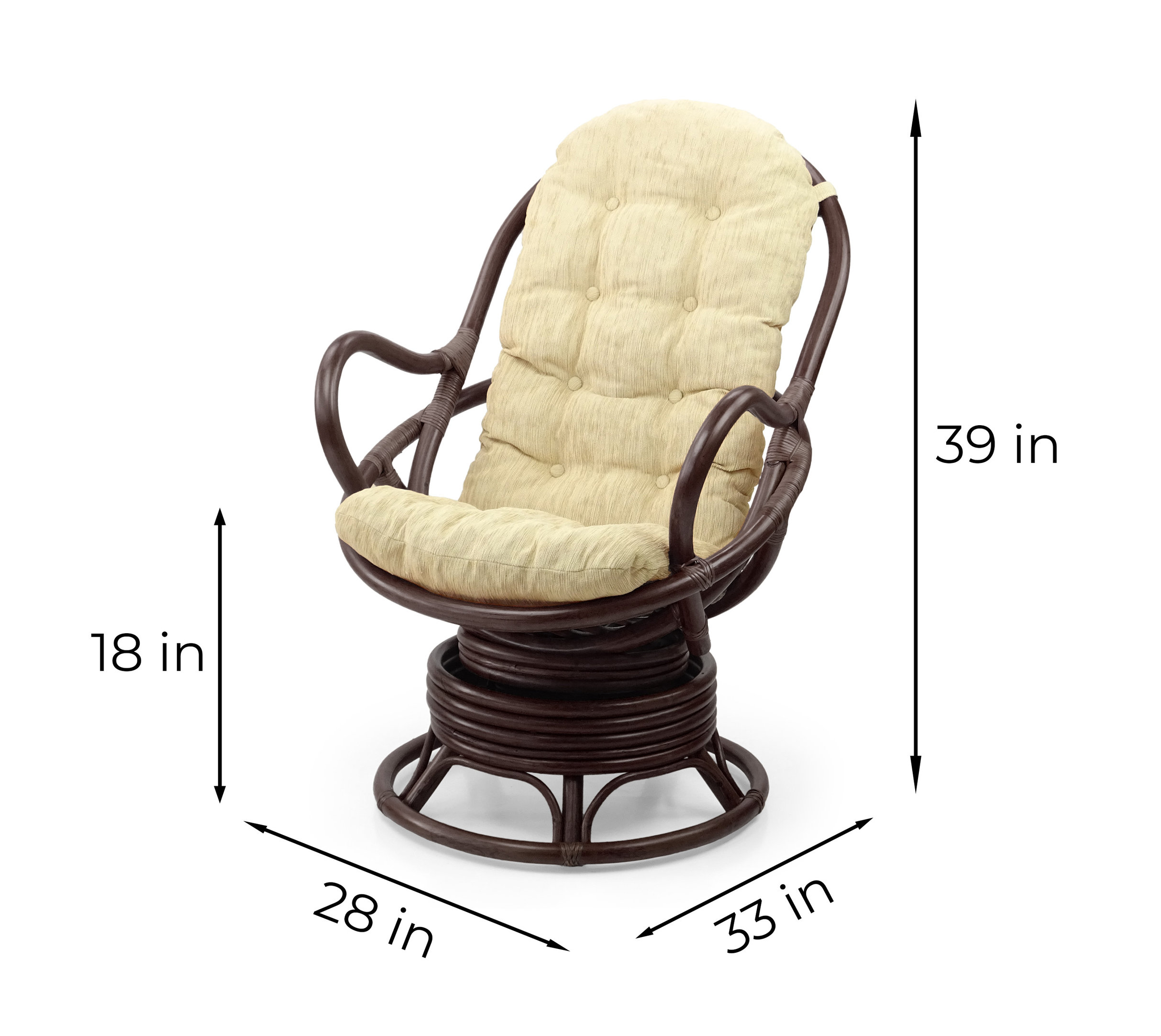 Java Lounge Swivel Rocking Chair Rattan Wicker, Dark Brown - Tropical ...