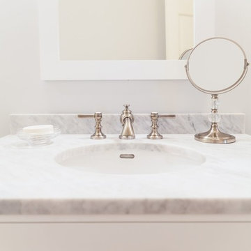 Classic Marble Bathroom Vanity with Brushed Nickel Faucet – Beverly MA