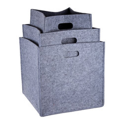 Square Felted Storage Baskets, Set of 3, 15 x 14.5 x 14 Inches, Light Grey - Products