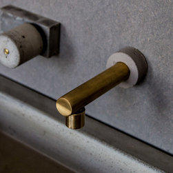 Jo-Hannah Short Brass Spout Concrete Backplate - Bathroom Fixtures
