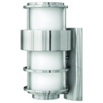 Hinkley - Hinkley 1904SS-LED Saturn - 16" One Light Outdoor Wall Lantern - Saturn is a stunning, modern design with robust construction and intersecting lines that create a striking contrast against the cylindrical glass.