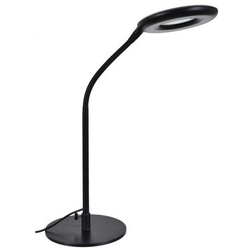 Pedro 16"H Black LED Desk Lamp With Magnifying Reading Glass