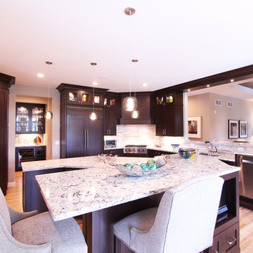 Dark stained maple cabinets in Interior Kitchen