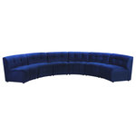 Meridian Furniture - Limitless Velvet Upholstered 6-Piece Modular Sectional, Navy - Invest in your home's comfort with this Limitless 6 Piece Sectional. This modular unit offers tons of flexibility in the number of ways that you can put each piece in the Limitless collection together to get the ideal customized look. Upholstered in navy velvet, this beautiful piece is soft and cool to the touch, so you can feel comfortable from every angle. Button and channel tufting add to this unit's upscale look and contemporary charm.