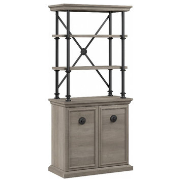 Coliseum Designer Bookcase with Doors in Driftwood Gray - Engineered Wood