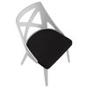 Charlotte Chair, Set of 2, White Textured Wood, Charcoal Fabric