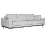 Sunpan - Sunpan Club Collection Simonsen Sofa - San Remo Winter Cloud - This modern sofa from our Club Collection is effortlessly cool. Features a bench style seat in san remo winter cloud fabric and contrasting diamond charcoal piping. Finished with a dark grey wood base and black steel legs.