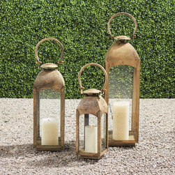 Capri Burnished Brass Lanterns - Outdoor Lighting