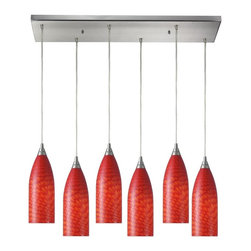 Elk Lighting - Cilindro 6-Light Pendant, Satin Nickel - Pendant Lighting
