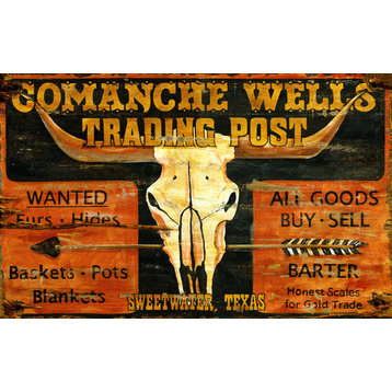 Comanche Wells Vintage Wooden Sign, 20"x32"