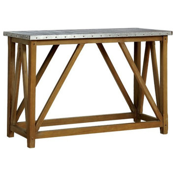 Furniture of America Marqueze Industrial Wood Console Table in Natural Tone