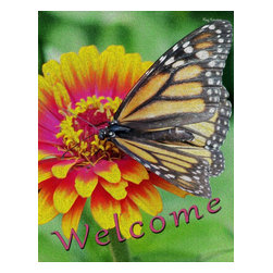 Flag Emotes - Double Sided Garden Flag, Welcome Monarch Butterfly - Flags And Flagpoles