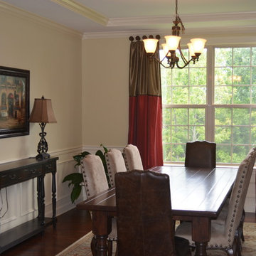 AFTER - Medallions, curtains, rug, console, lamps, just beautiful!