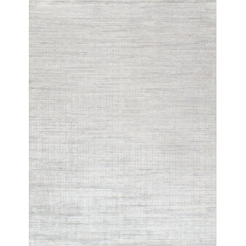 Pasargad Home Slate Hand-Loomed Silk and Wool Area Rug, 12' 0" X 15' 0"