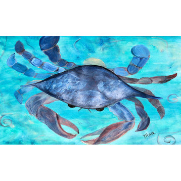 Blue crab coastal home chenille area rugs., 36w X 24h