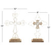 Set of 2 Brown Wood Contemporary Cross Sculpture 63635
