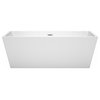 Sara 67" Freestanding White Bathtub, Polished Chrome Drain and Overflow Trim