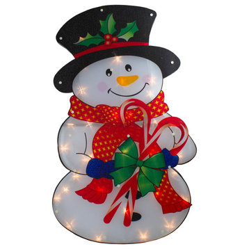 30.5" Lighted 2 Dimensional Snowman Christmas Outdoor Decoration