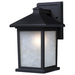 Z-Lite - Holbrook 1 Light Outdoor Wall Light, Black - The solid, timeless styling of this small outdoor wall mount makes this a versatile fixture, suiting both traditional and modern styles.  Clean, white seedy glass panels are paired with a finish of black, to create a very inviting look. Made of cast aluminum, this fixture is made to endure nature, regardless of the season.