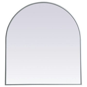 Metal Frame Arch Mirror 33X36", Silver