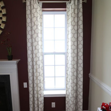 Living Room custom drapery and Roman Valances