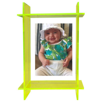 Lucite 5x7 Frame, Neon Green/Clea