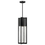 Hinkley - Dwell 1-Light Outdoor Hanging Lantern, Black, Clear Seedy Glass, A19 - Finish: Black