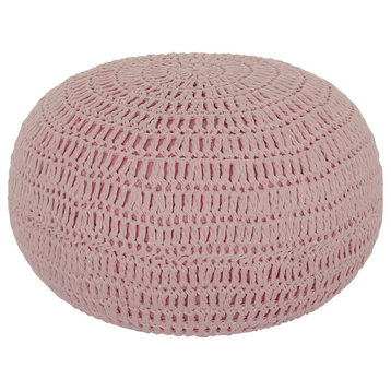 Pink Knit Pouf
