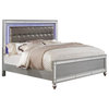 California King Bed with LED Light Trim, Silver