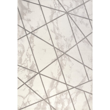 Patras Modern Geometric Marbled Ivory/Gray 8'x10' Area Rug