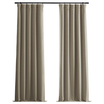 Signature Faux Linen Blackout Curtain Single Panel, Safari Tan, 50"Wx96"L