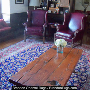 Persian Kashan oriental rug for living room of Upper Montgomery County farmhouse